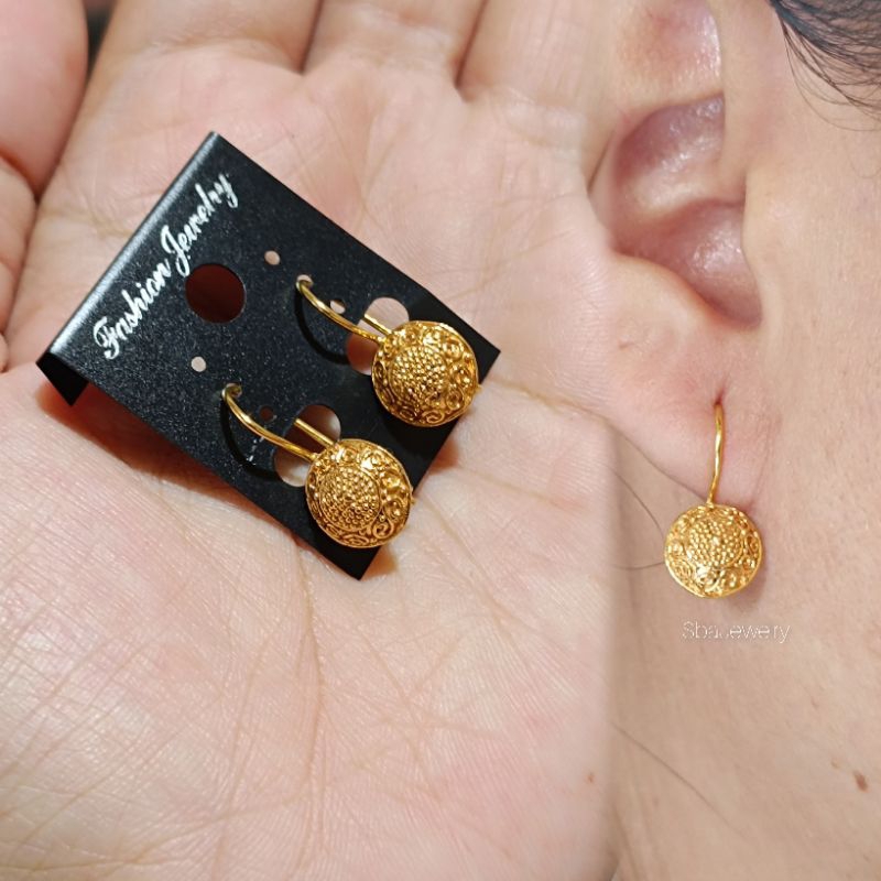 anting bali kuningan lapis emas