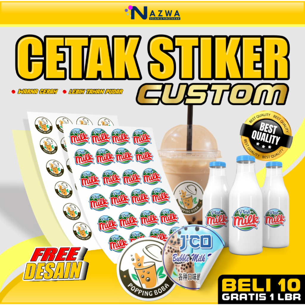 

CETAK STIKER CHROMO VINYL CUT A3 MURAH / CETAK STIKER LABEL KEMASAN MAKANAN MINUMAN ONLINESHOP MURAH