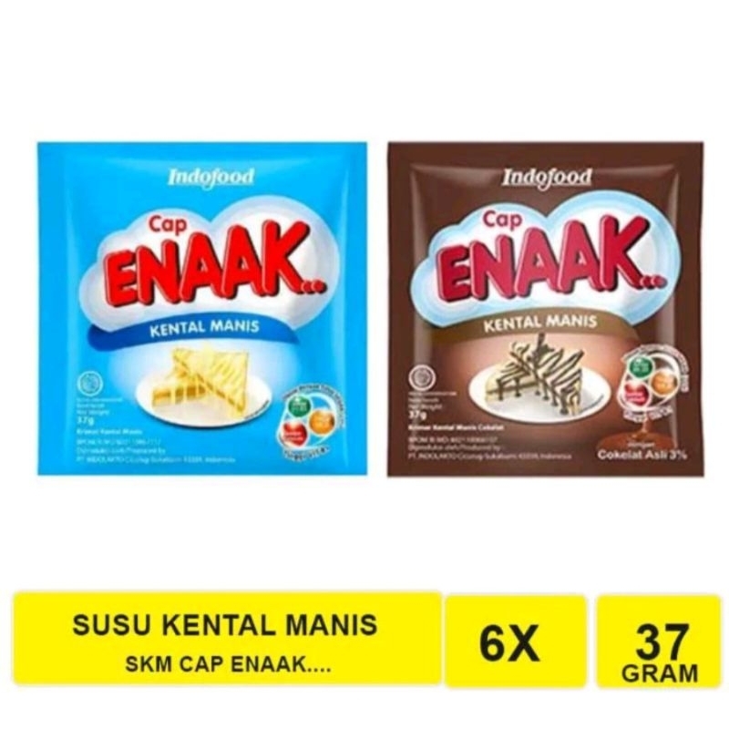 

Susu Kental Manis Cap ENAK Putih / Coklat 37gr x 6pcs