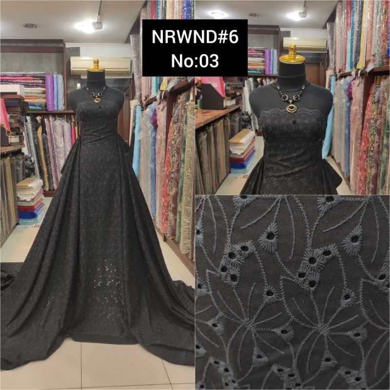 kain Katun Bordir Bunga NRWND#6 Black