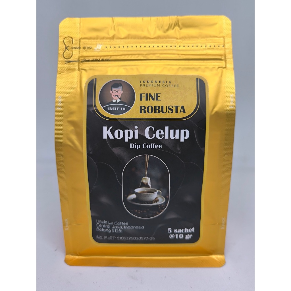 

UNCLE LO KOPI CELUP SINGLE ORIGIN FINE ROBUSTA - 5 SACHET SINGLE SERVE @10 gr