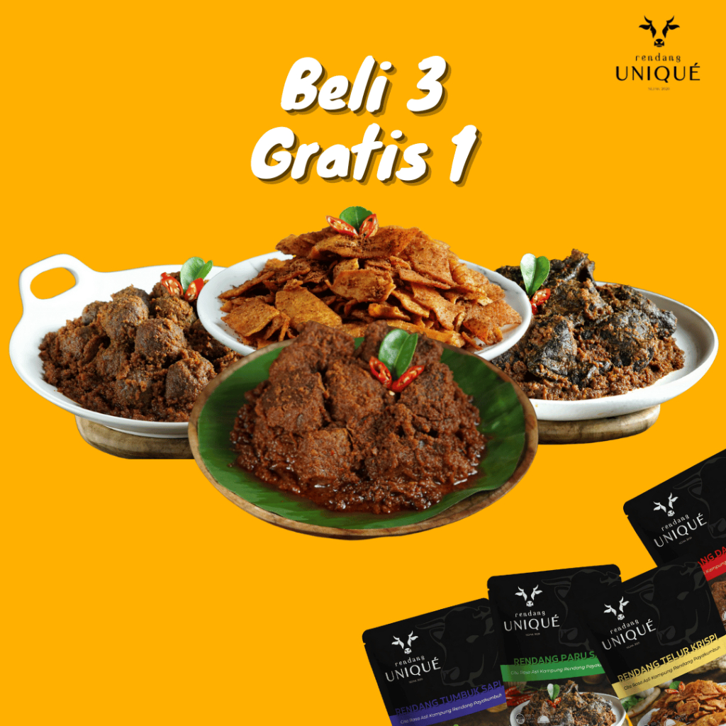 

Rendang Unique Beli 3 bks + Free 1 bks Rendang Telur Krispi / Ekonomis