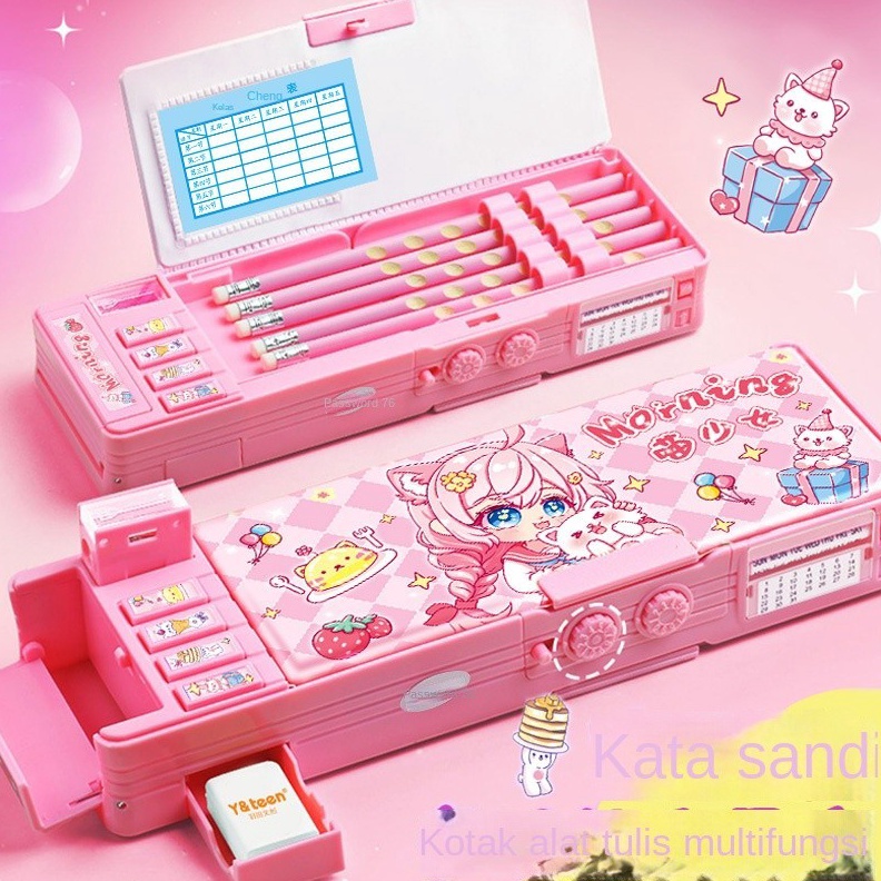 

ART A3D6 Kotak alat tulis gadis Kotak pensil kata sandi multifungsi wanita yang cocok untuk siswa kelas 13 TK