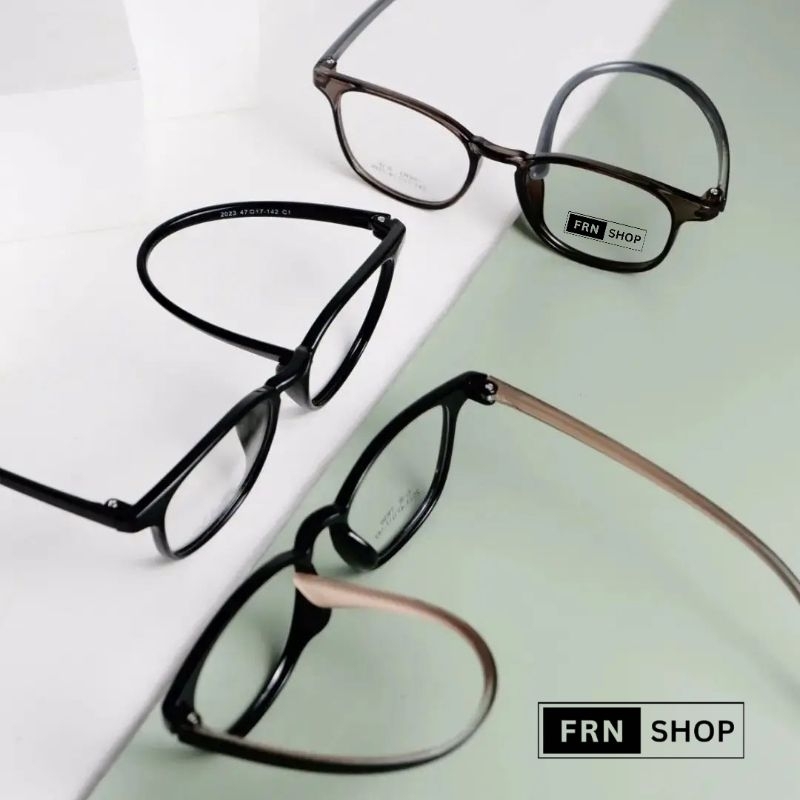 Frame Kacamata Fashion Optik F2023 TR90 Lentur Fleksibel Custom Lensa Minus Normal Antiradiasi Bluer