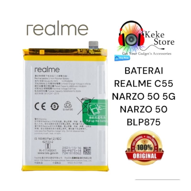 BATERAI HP REALME C55 2023 BLP875 BATTERY BATRE ORIGINAL ORIGINAL PABRIK