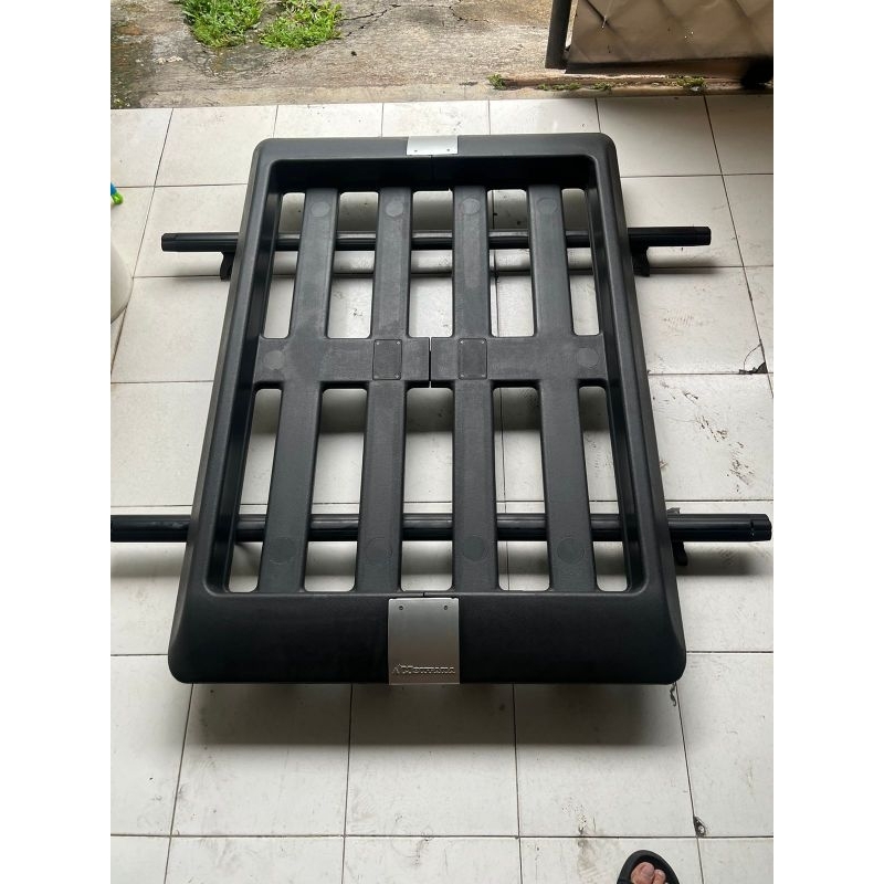 Roof rack bagasi atas mobil montana + Kaki rak jepit roof rel hitam / Crossbar jepit roofrel