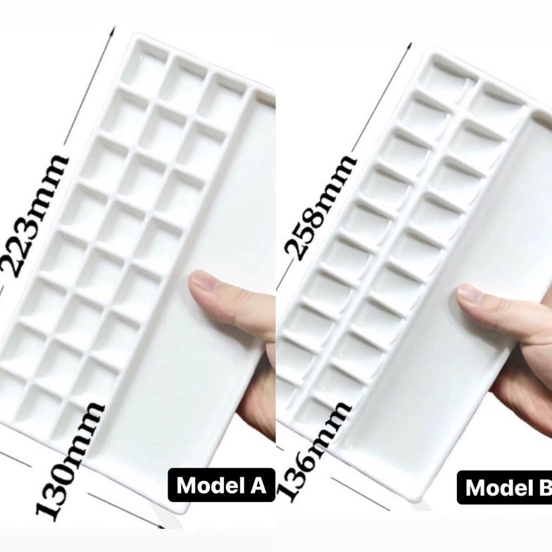 

ART U9S9 Large Rectangular Porcelain Ceramic Palette 2 24 Wells Palet Cat Air Keramik Porcelain Palette