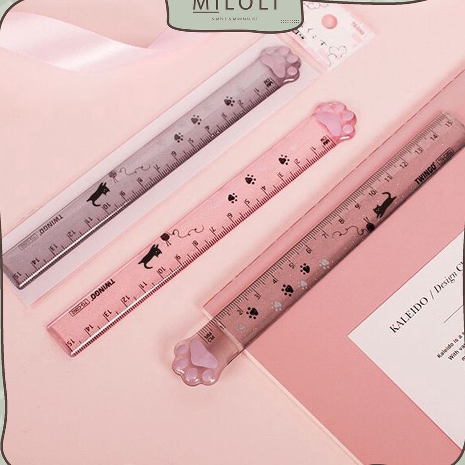 

gmDijual MILOLI 1Pcs PENGGARIS CAT PAW 15CM Ruler Transparant Penggaris Study Korea F223 Y82