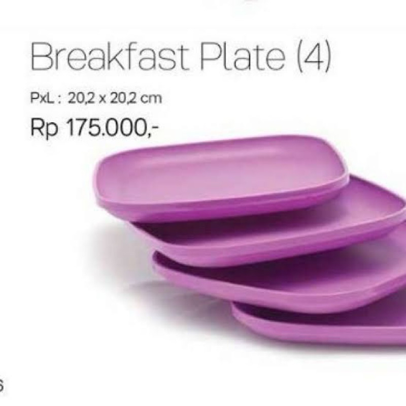 1 Set (4pcs) breakfast plate/ luncheon plate tupperware - ungu, piring makan tupperware