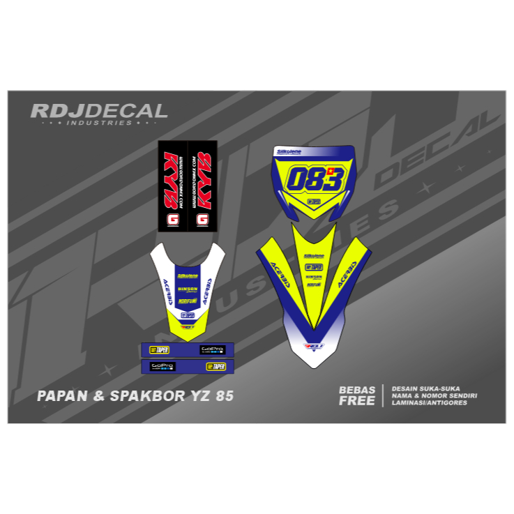 DECAL STIKER PAPAN & SPAKBOR YZ 85 (005) DEKAL STICKER SAYAP DEPAN BELAKANG YZF NEW FULLBODY 2015 20