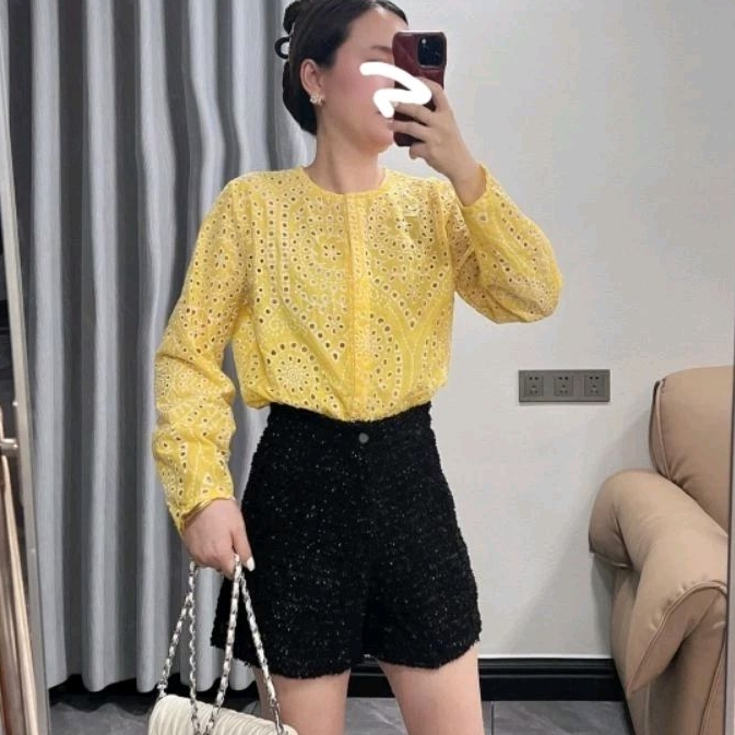 2902 Baju atasan kemeja blouse RIDDELLA EMBROIDERY COTTON KATBOL katun bolong bordir Korea Korean st