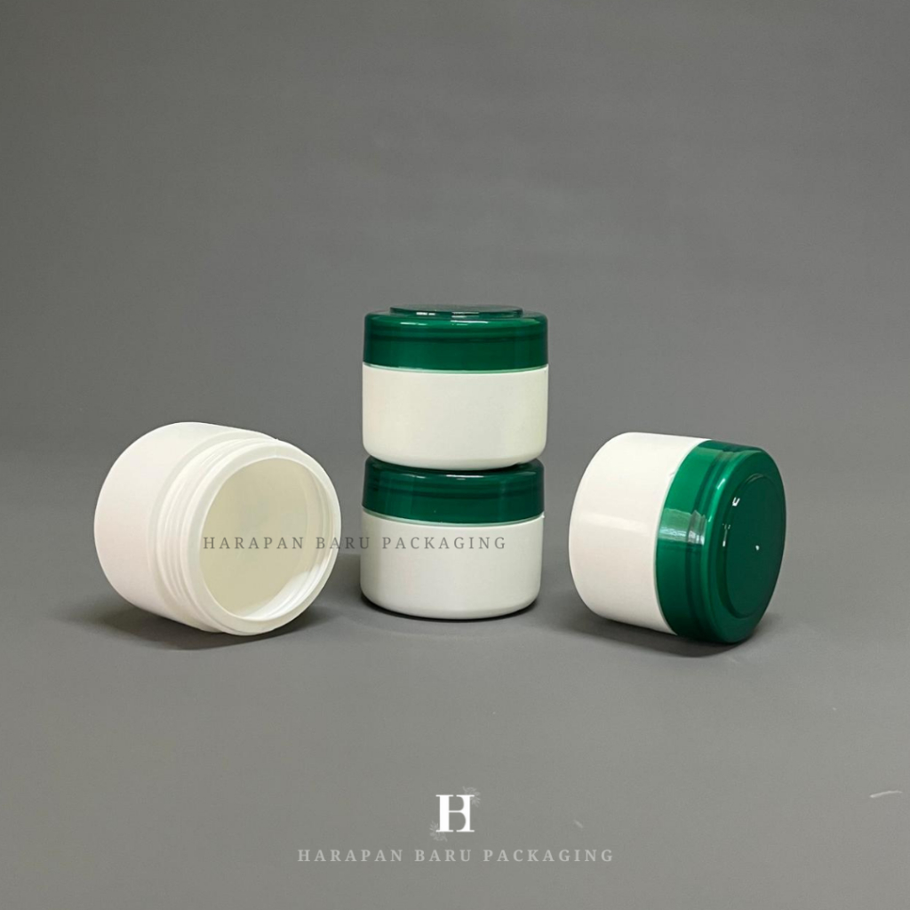 HB Pot Jar Kosmetik Cream Skincare 100ml Tutup Hijau - Pot Lulur - Wadah Masker