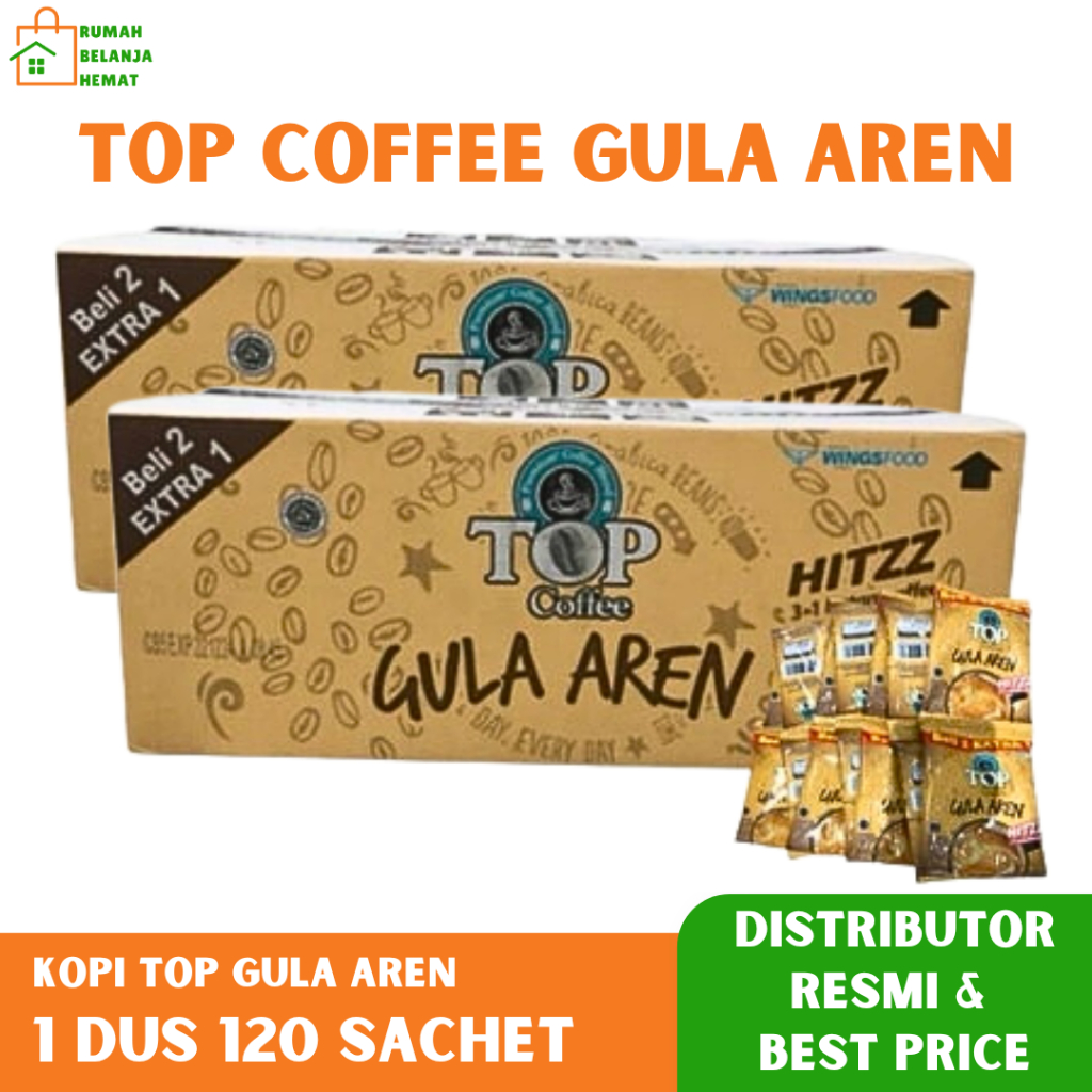 

TOP Coffee Gula Aren Kopi Instan Kopi Bubuk Kopi Kemasan 22gram 1 DUS