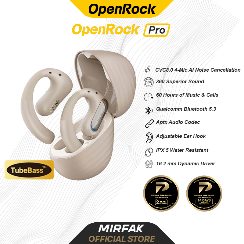 OpenRock Pro TWS Open Ear Air Conduction aptX Sport Earbuds Earphone - Beige