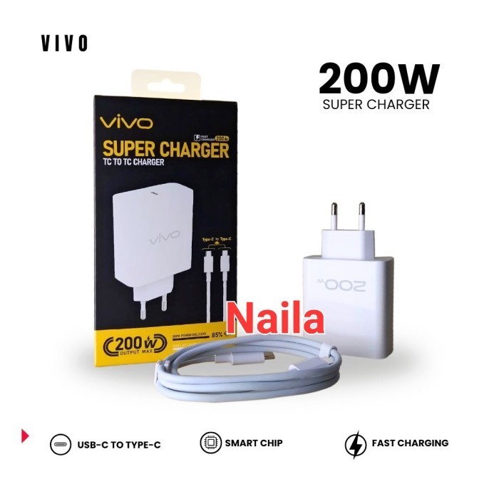 Charger Vivo 200 Watt Usb C to Tipe C Super Charger 200W Cable C to Tipe C