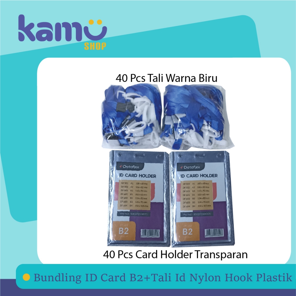 

Bundling 40Pcs ID Card B2 + 40Pcs Tali ID Card Nylon Hook Plastik NYLKP