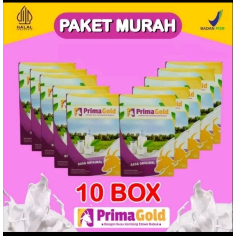 

10 Box Prima Gold Susu Kambing Etawa Bubuk Original Murah Terlaris atasi Sesak Nafas