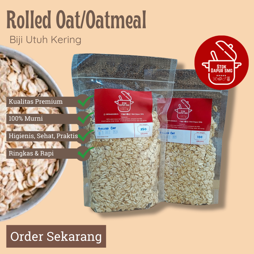 

Rolled Oat / Oatmeal Klasik / Gandum Utuh Pouch 100gr 250gr