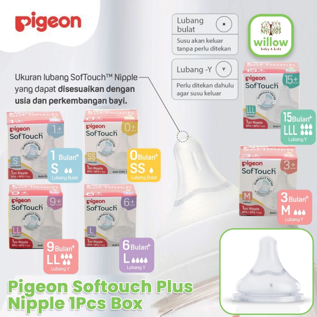 Nipple Susu - Pigeon Softouch Plus Nipple 1Pcs Box