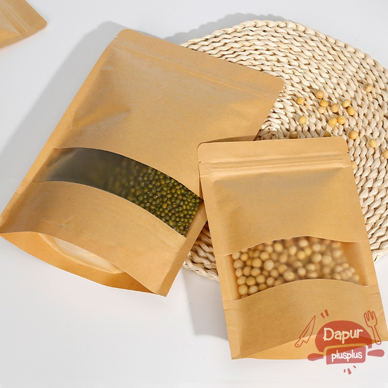Paper Standing Pouch Kemasan Makanan | Kertas Klip Pouch Berdiri Seal | Snack Klip Ziplock Kertas