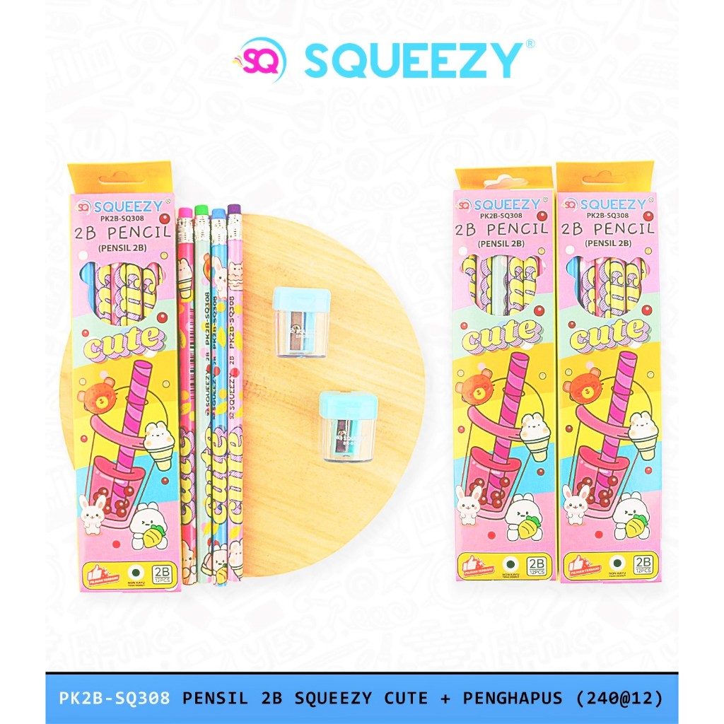 

Pensil Kayu 2B Squeezy SQ-308 (1 pack isi 12pcs)