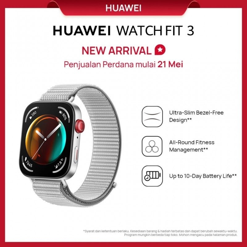 Huawei Watch Fit 3 NFC GREY Nylon Murah (100% Original)