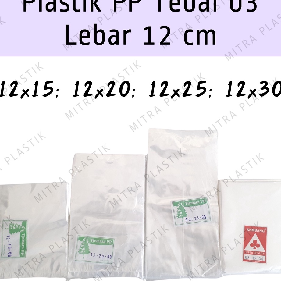 

Promo Meriah Plastik PP Lebar 12 Tebal 3 12x15 12x2 12x25 12x3 Kantong Plastik Bening Transparan