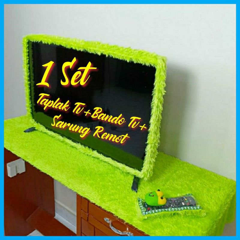 Taplak meja tv led + Bando tv polos + Sarung remot / alas tv + bando tv polos + Sarung remot