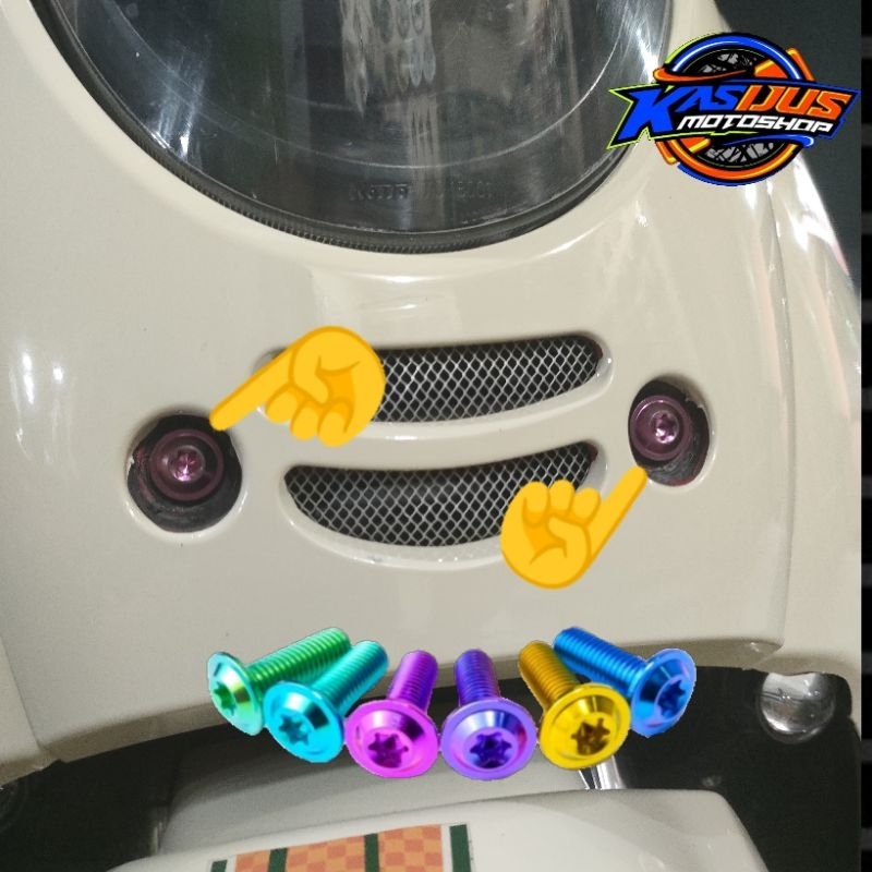 baut plat nomor motor titanium 2 biji baut penutup dudukan plat nomor motor titanium pnp semua motor