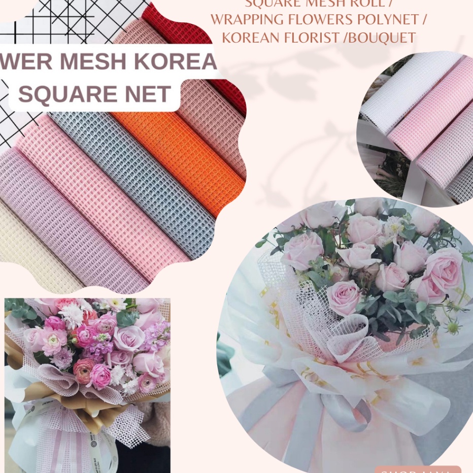 

Sale Gila ROLL FLOWER MESH KOREAN SQUARE NET Korean Jaring2 Net Roll JARING POLYNET JALA POLINETWRAPPING KAIN