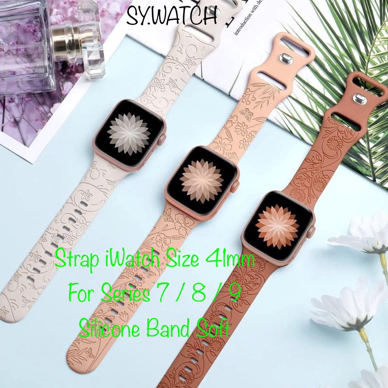 YSZ apple Watch Strap iWatch for Series 7 / 8 / 9 Size 41mm Silicone Soft Band Tali jam Tangan iwatc