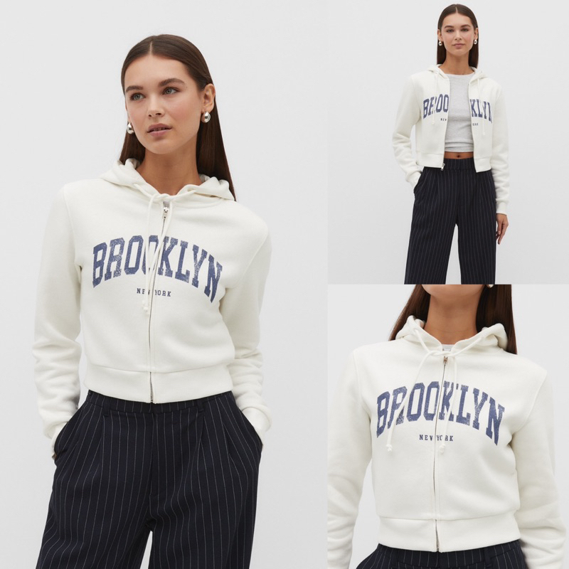 H&m Zipper Crop Brooklyn Women / Jaket Crop H&m Wanita