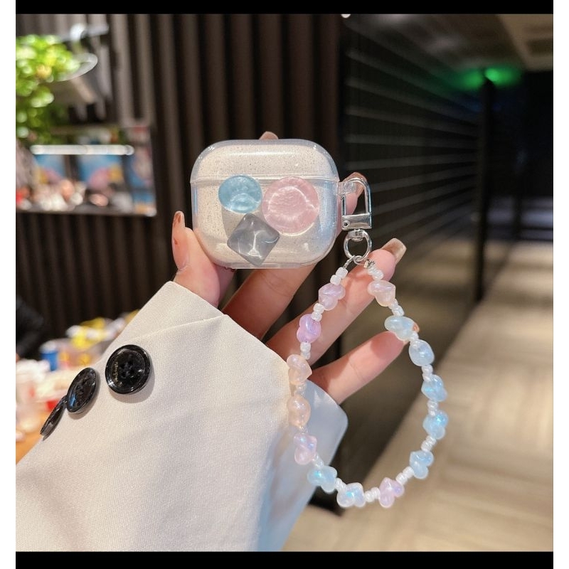 PODS-03 Gantungan Pods Manik Love Warna Pastel Lembut Tali Lanyard PodsCharm PodsStrap Korea Style