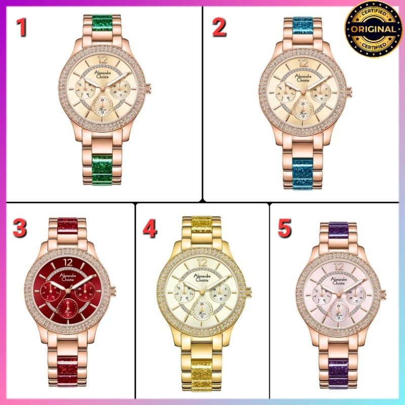 ORIGINAL GARANSI RESMI 1 TAHUN JAM TANGAN WANITA ALEXANDRE CHRISTIE ANALOG RANTAI STAINLESS STEEL KE