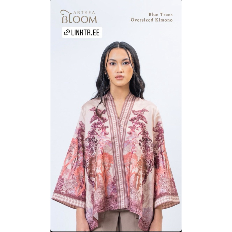 ARTKEA BLOOM Blue Trees Oversized Kimono Size M