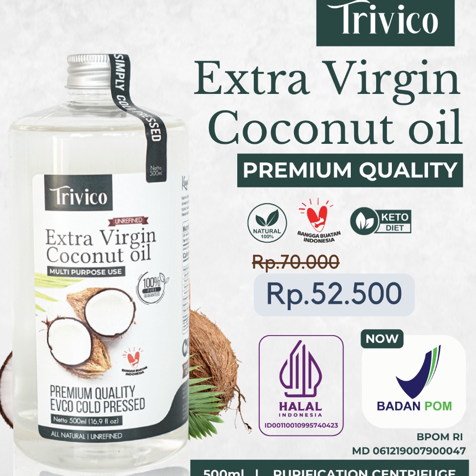 

KODE PRODUK R6T78581 TRIVICO VCO PREMIUM EVCO Virgin Coconut OIL 5ML MINYAK KELAPA MURNI 1 COCONUT OIL 5 ML