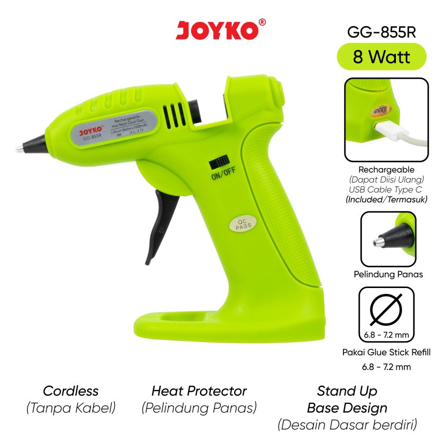 

GROSIR Glue Gun JOYKO GG855R Lem Tembak Rechargeable Tanpa Kabel Hot Melt Glue GG855R