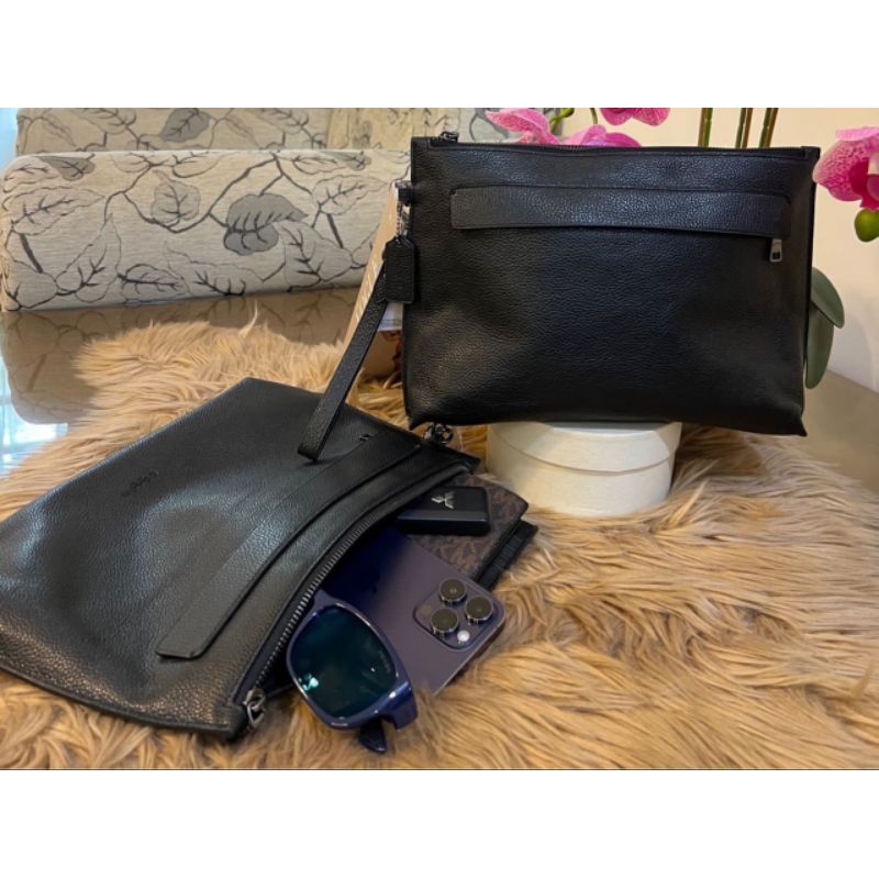 coach carryall pouch black original