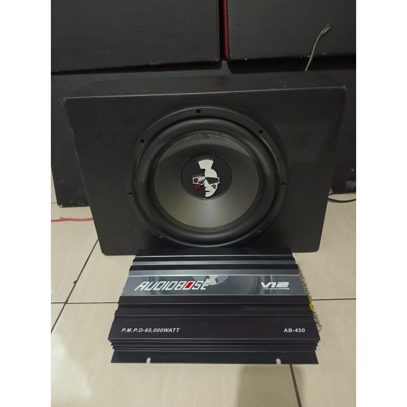 Paket Mohawk MG-124 Subwoofer Single Coil Car Audio dan powe bos