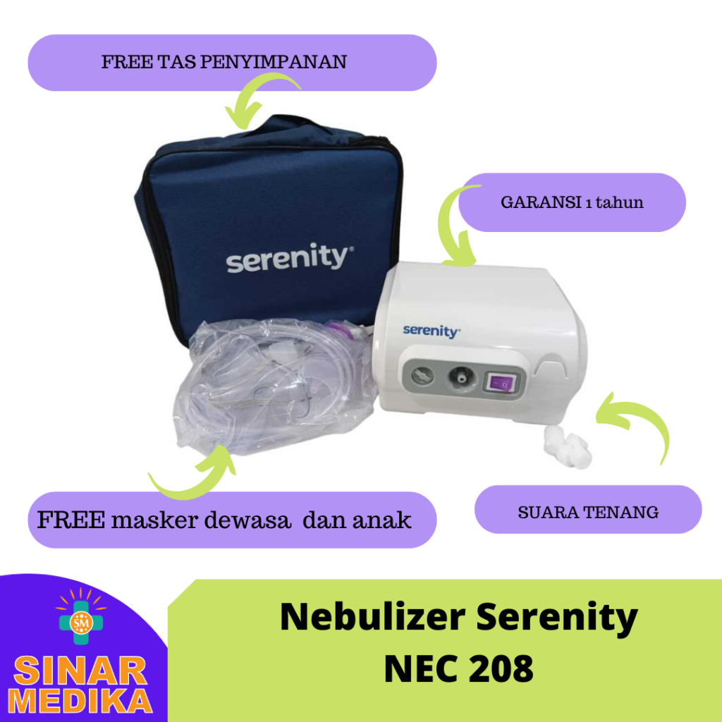 Nebulizer Serenity NEC 208 . Alat Uap Asma batuk pilek anak dan dewasa .Nebuliser