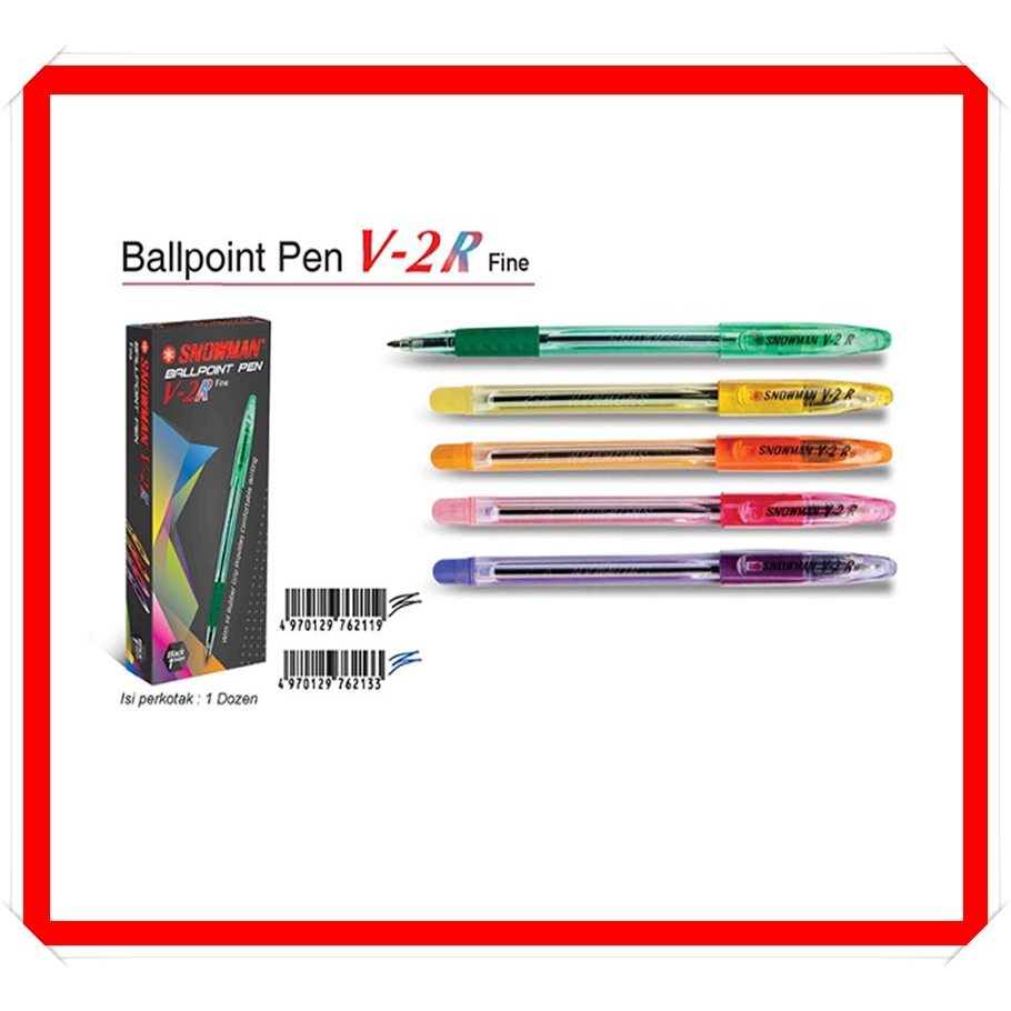 

PULPEN BALLPOINT SNOWMAN V-2R RAINBOW TINTA HITAM