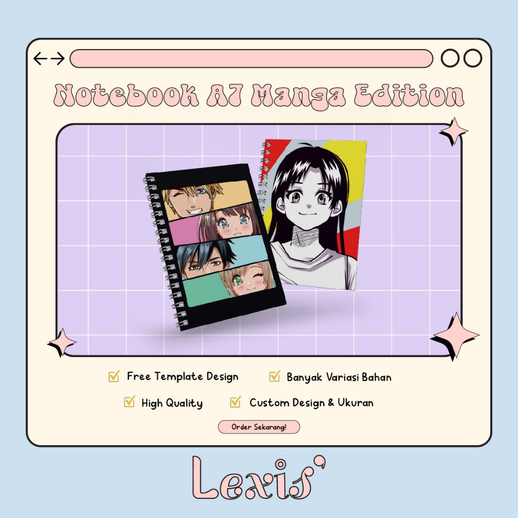

NOTEBOOK MINI A7 TEMA MANGA ANIME / BUKU CATATAN RING / BUKU TULIS RING - LEXIS PRINT