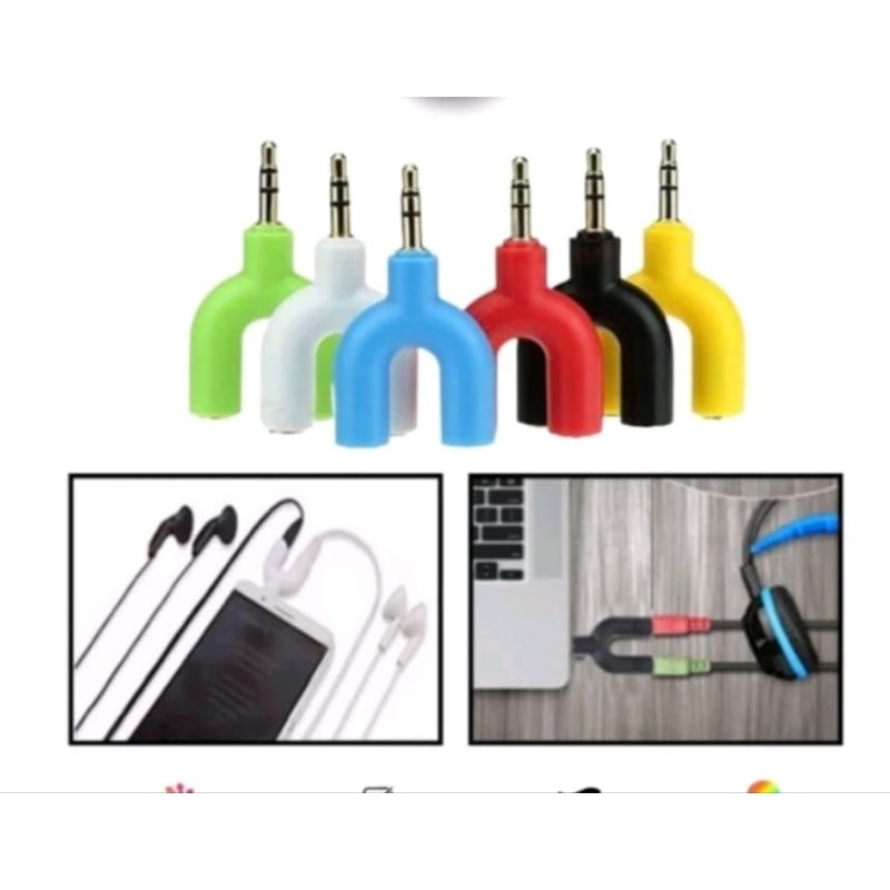 Splitter U / Y 2 in 1 to Sambungan Headset Splitter Mic Audio Music