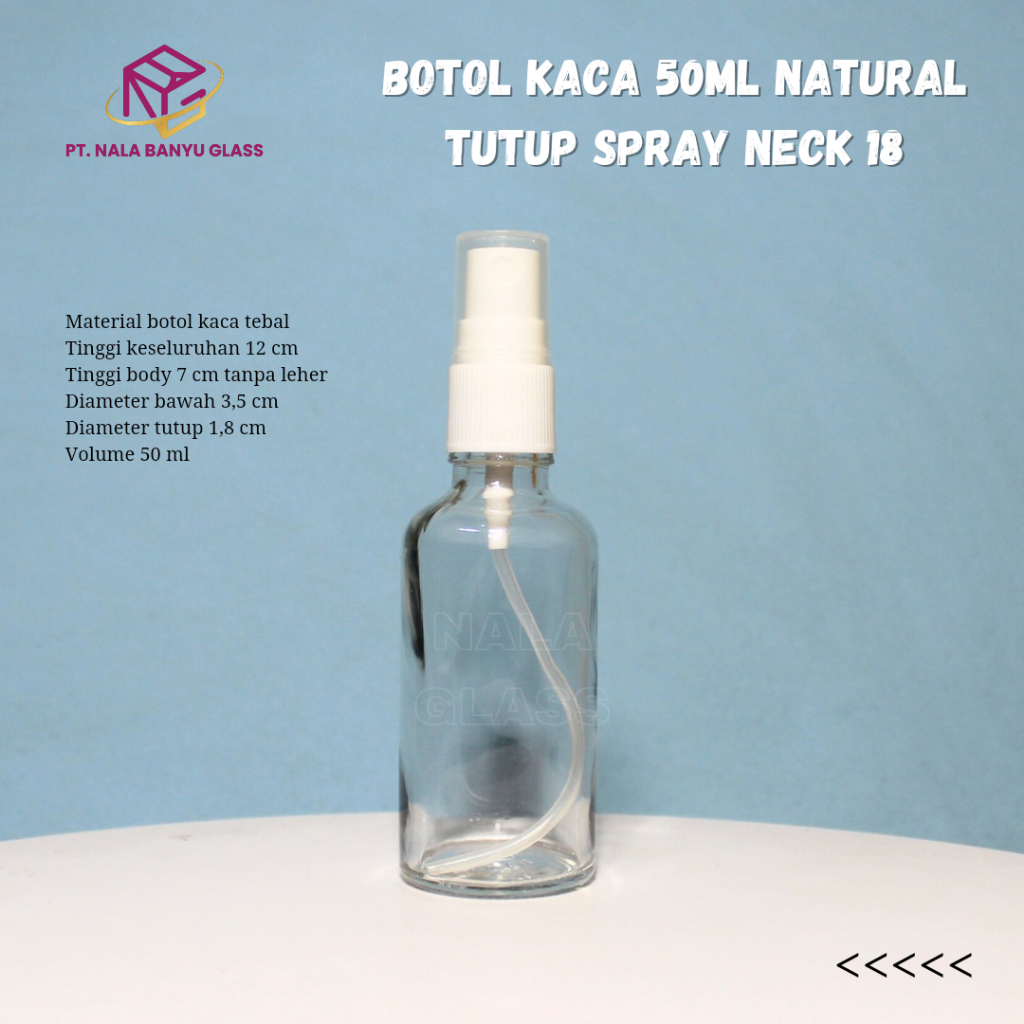 botol spray 50ml kaca / botol kaca 50ml bening spray putih