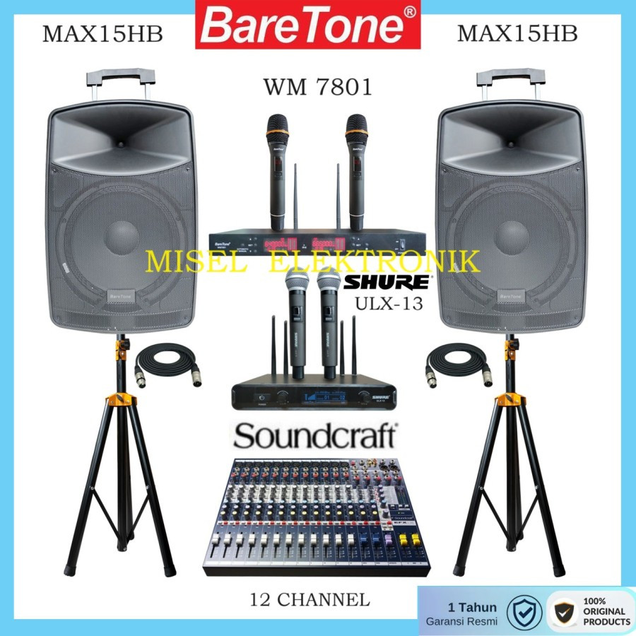 Paket Soundsystem Speaker 15 Inch Baretone MAX15HB Original