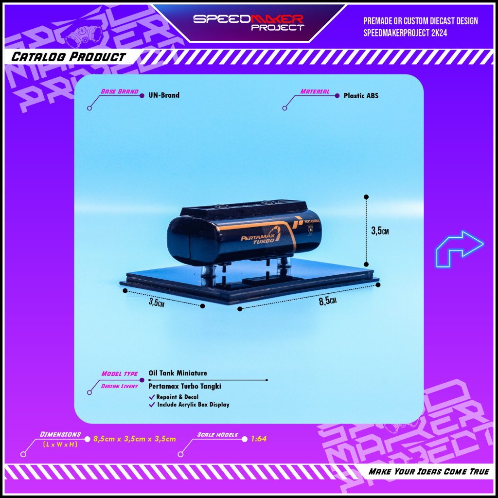 Diorama Tangki Pertamina Pertamax Turbo Miniatur Storage Pom Bensin 1:64