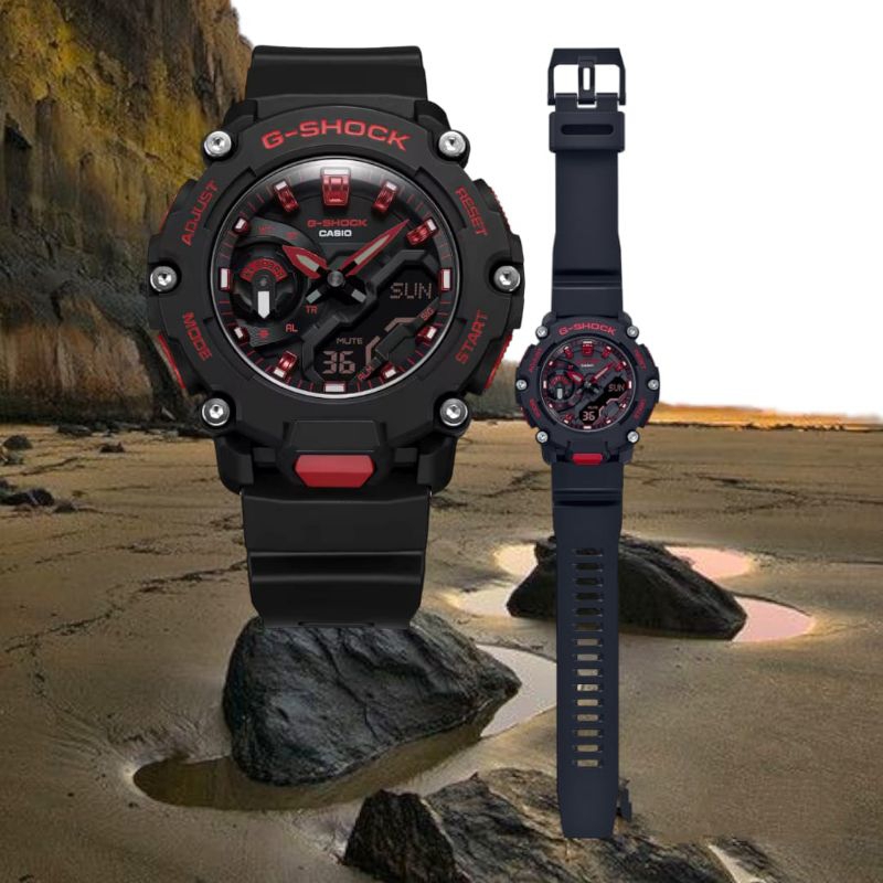 Jam tangan pria CASIO "G-SHOCK" GA-2200BNR-1ADR,  Digital + analog, Carbon Core Guard, water resista