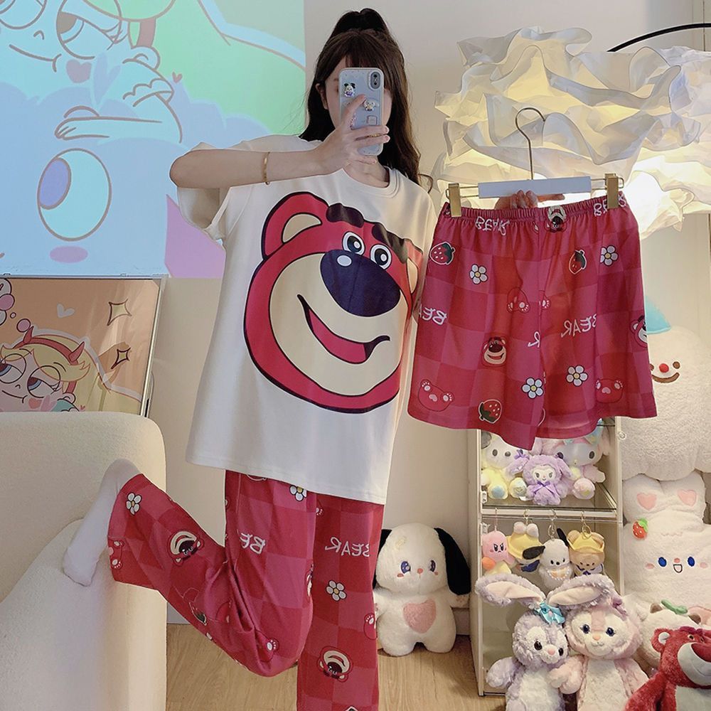 PP52 BAJU TIDUR  3IN1 KAOS JUMBO PIYAMA WANITA BAHAN KAOS