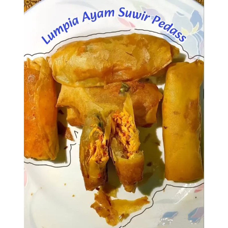 

Lumpia ayam suwir pedas dower bikin nagih