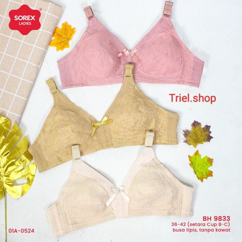 bra sorex 9833 klasik renda/bh brukat Tanpa kawat Tanpa busa
